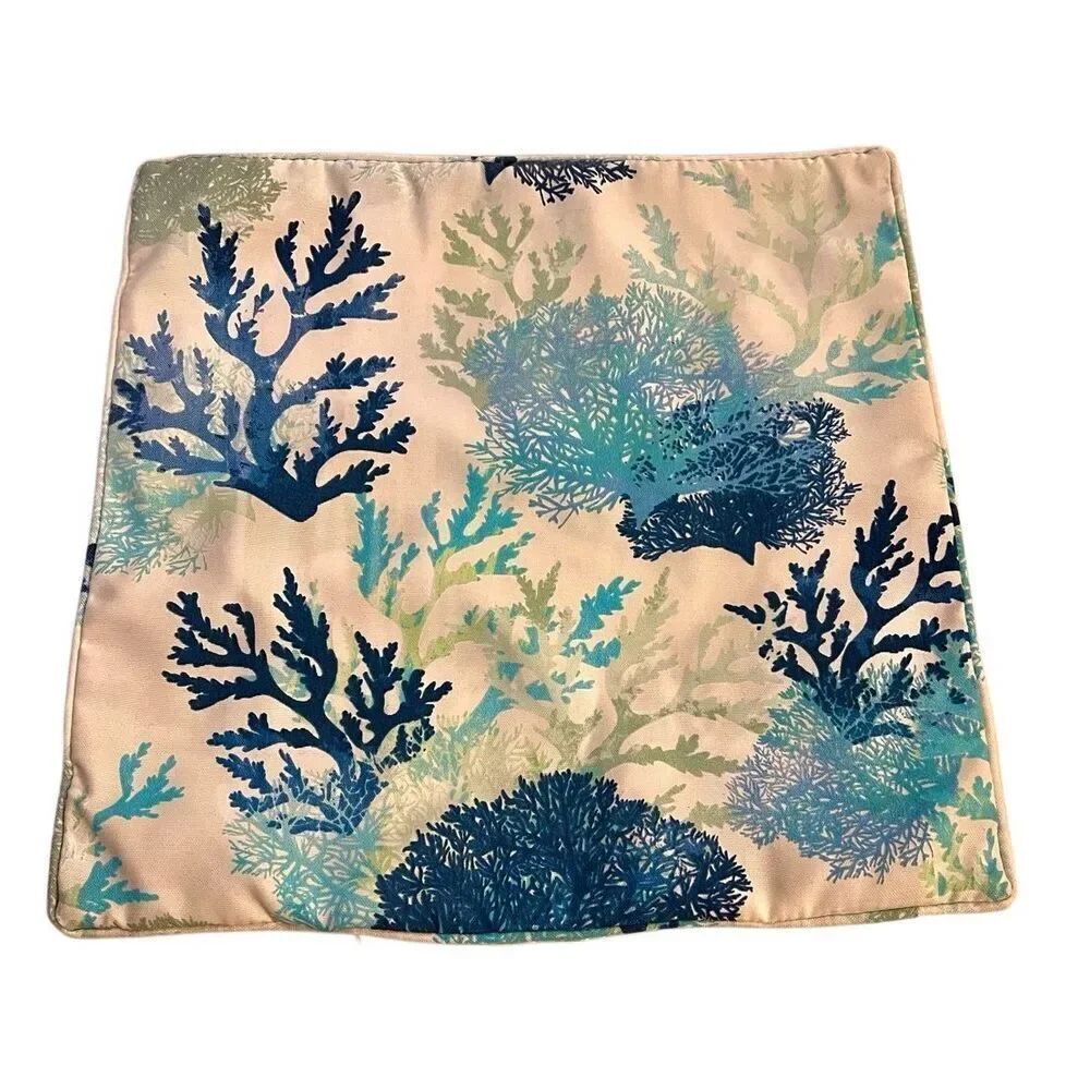 Tiger Beach Blue Coral Coastal Beach Themed Throw Pillow Cover Only